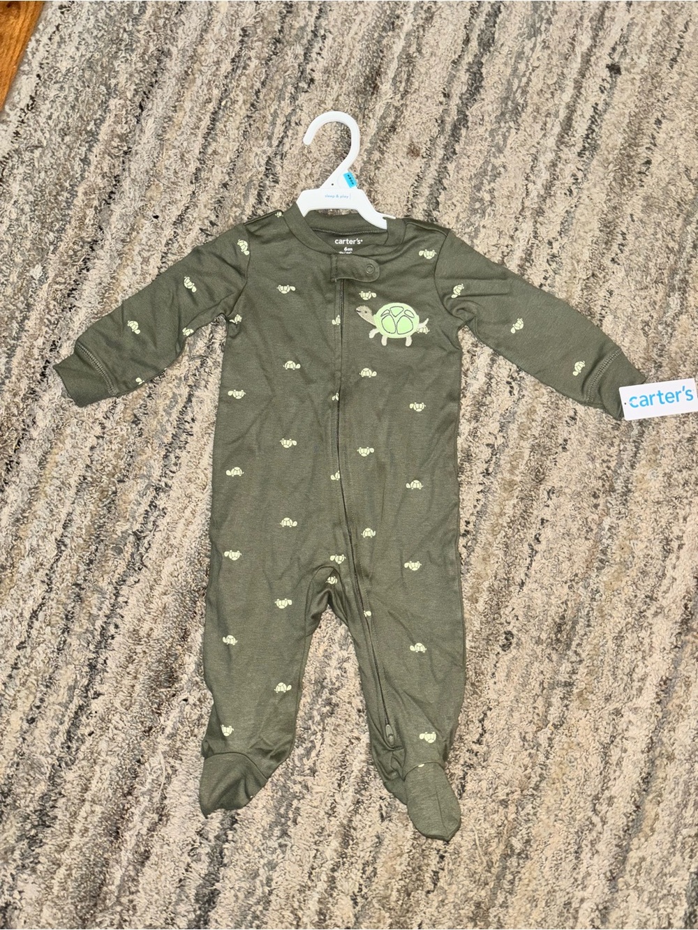 Carter's Olive Green Turtle Footed One-Piece